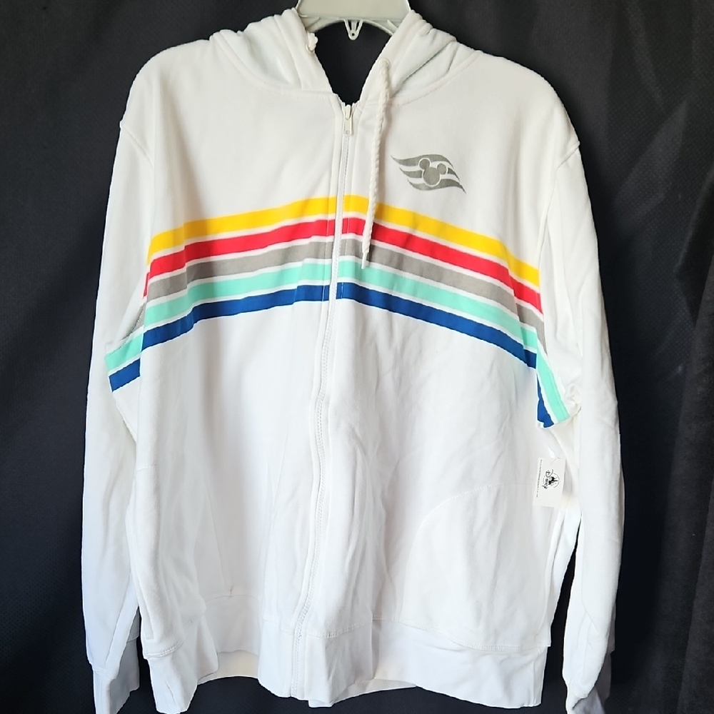 Disney Cruise‎ Line White Hoodie with Rainbow Stripes